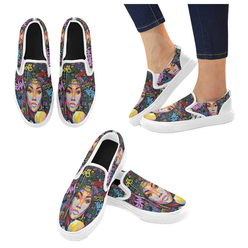 Afrocentric Women's Unusual Slip-on Canvas Shoes (Model 019)